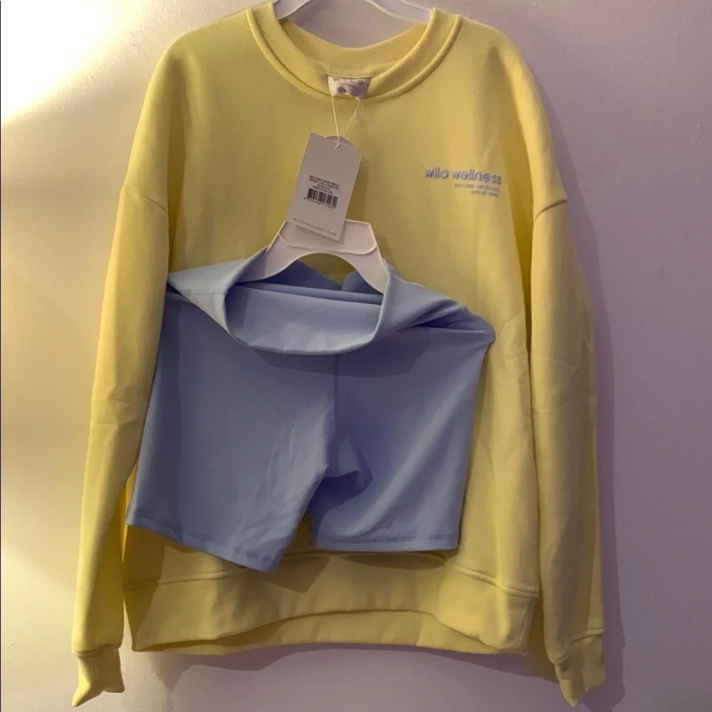 Wilo 2PK Crew Sweat Shirt (Yellow/Blue) Set